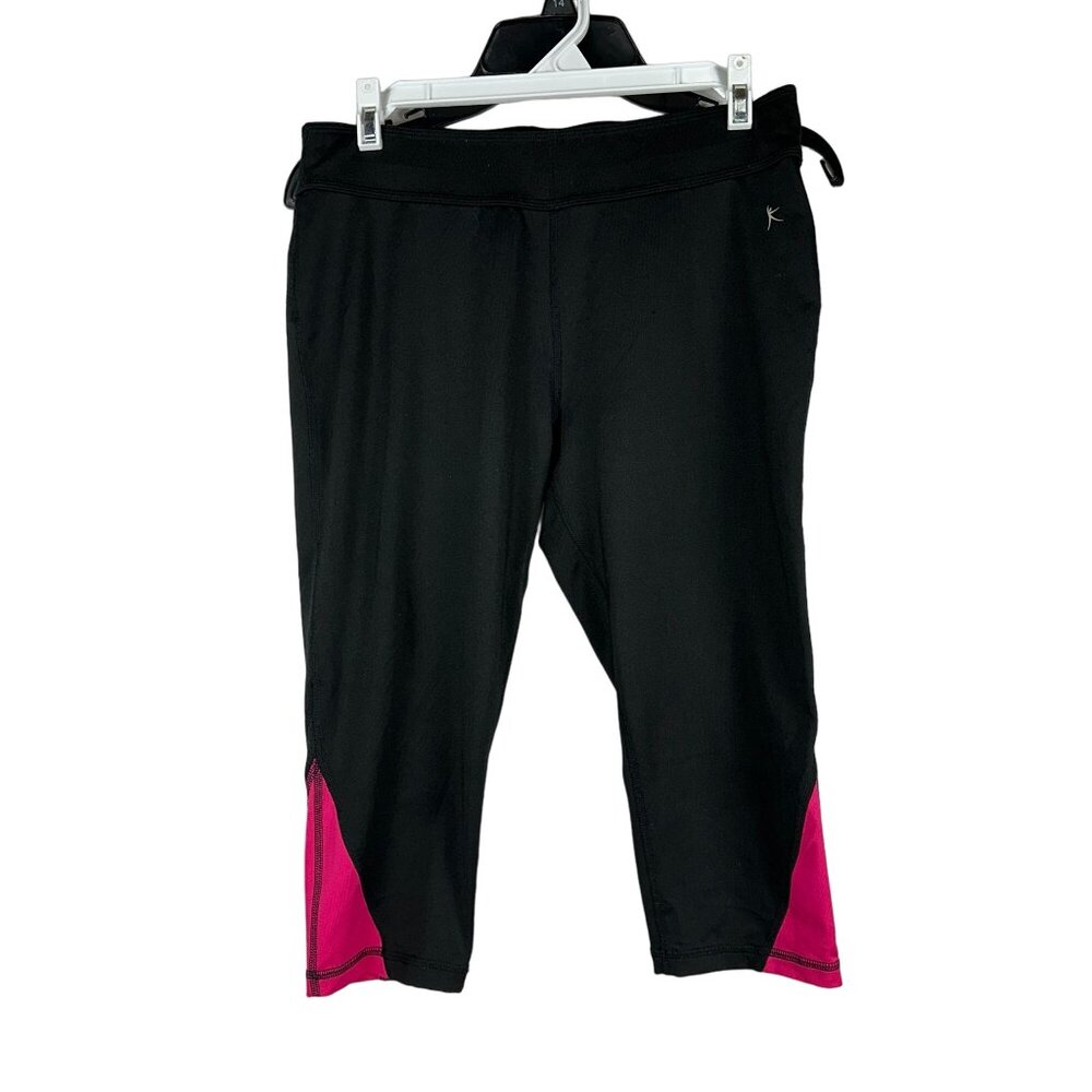 Danskin Now Womens Capri Pants Black & Pink M (8-10) Polyester/Spandex